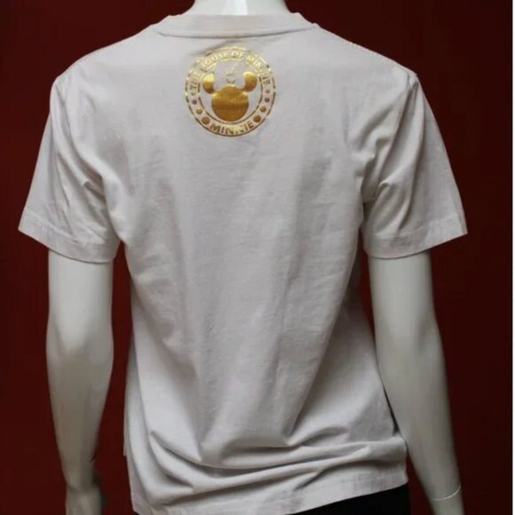 Disneyland Hong Kong White & Gold Foil Minnie Mouse TEE M - Picture 6 of 9